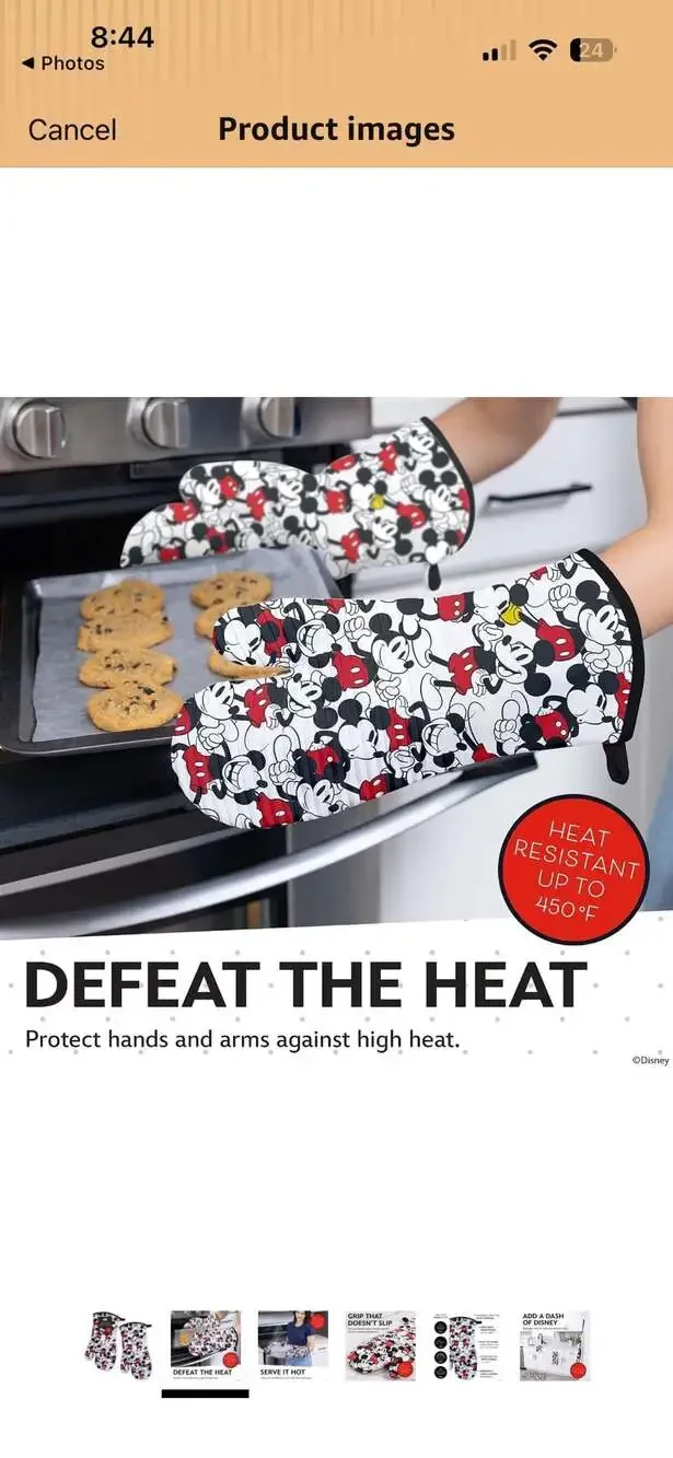 Disney Oven Mitts Heat Resistant – Set of 2 Cotton Kitchen Mitts with Silicone